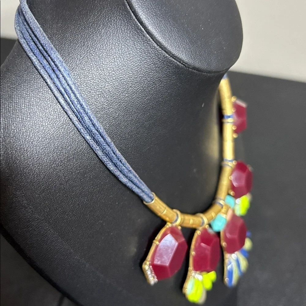 J. Crew Glow Elegant Red and Gold Statement Necklace